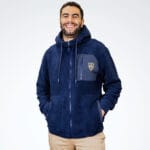 Veste polaire à capuche Homme Isole ASM Clermont Bleu marine Vue porté de face