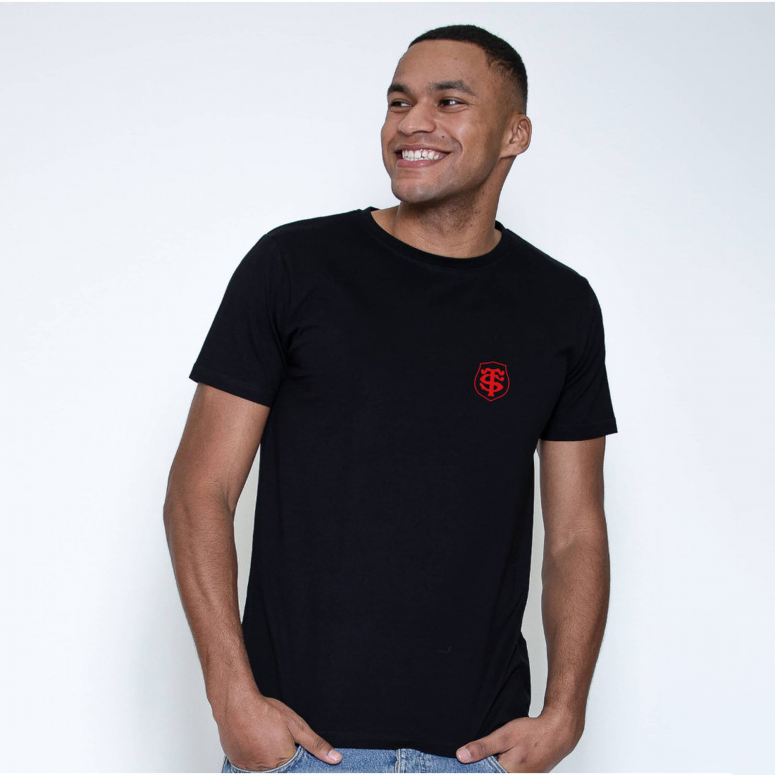 T-shirt Noir Toulousain Coton Bio pour Homme Vue porté de face