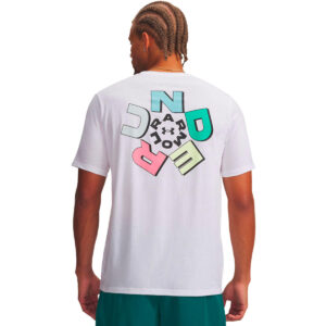 T-shirt UA M Radial pour homme Under Armour Blanc 6009264-100 Vue porté de dos