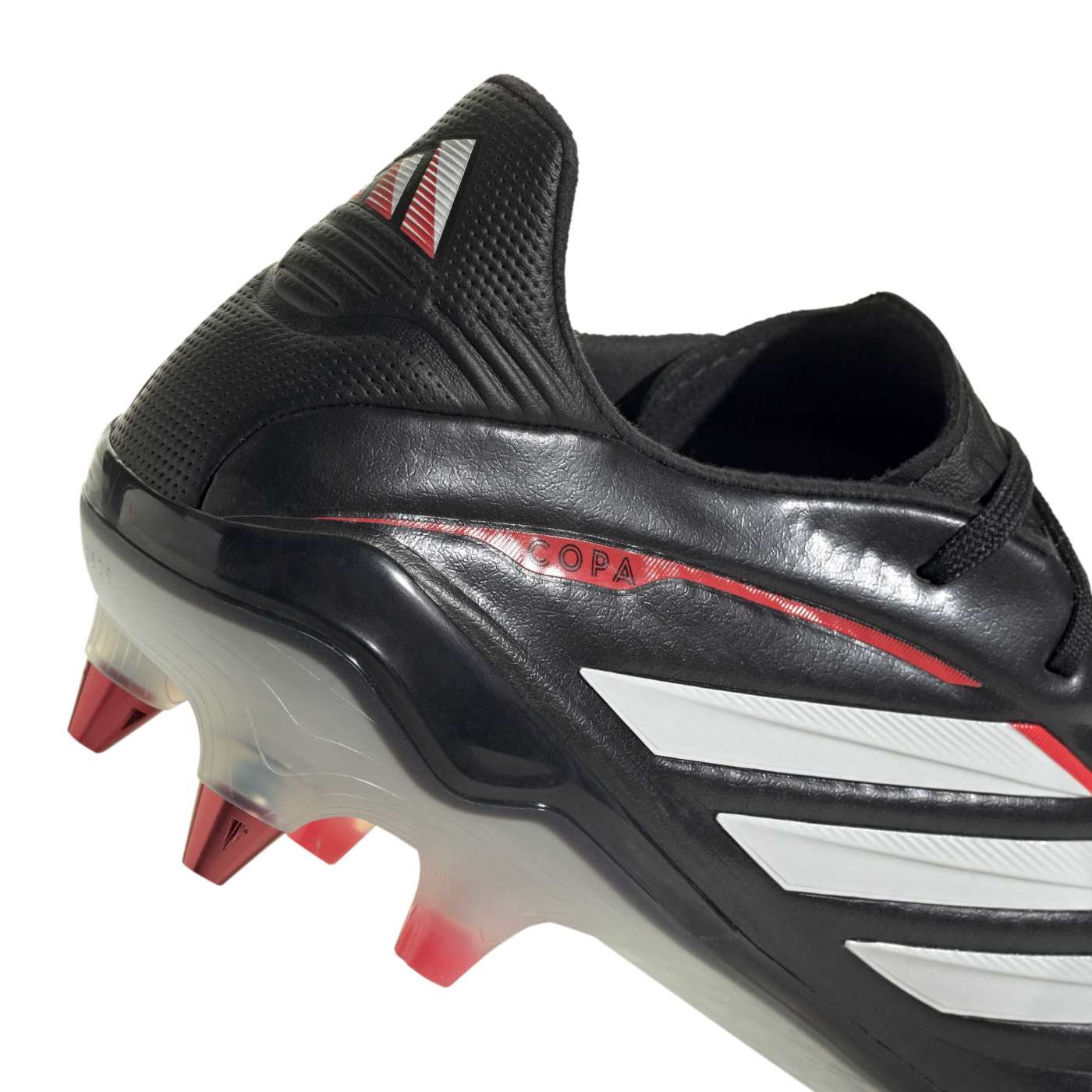 Crampons Adidas Copa Pure IV Elite SG Noir, blanc et rouge JQ0408 Detail Back Bottom Lateral