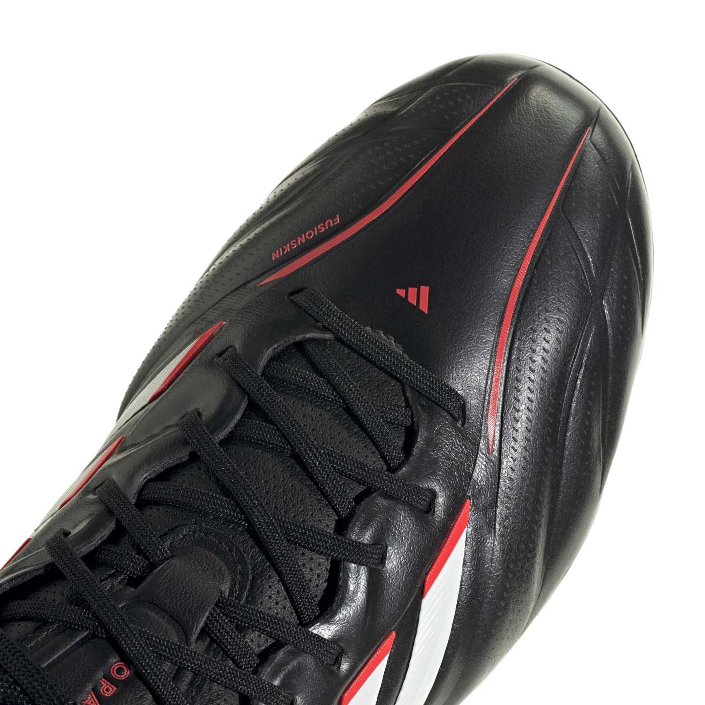 Crampons Adidas Copa Pure IV Elite SG Noir, blanc et rouge JQ0408 Detail Front Top Lateral