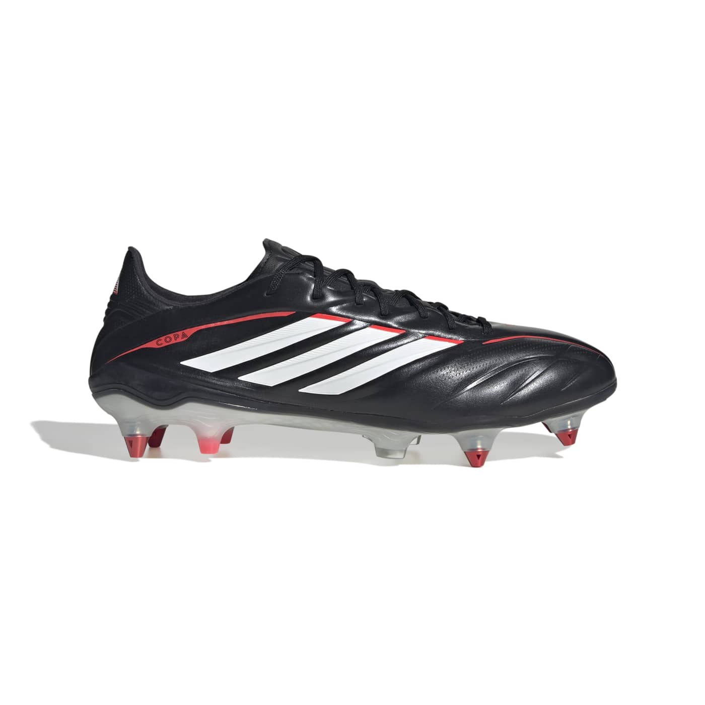 Crampons Adidas Copa Pure IV Elite SG Noir, blanc et rouge JQ0408 Lateral