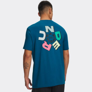 T-shirt UA M Radial pour homme Under Armour Bleu 6009264-498 Vue porté de dos
