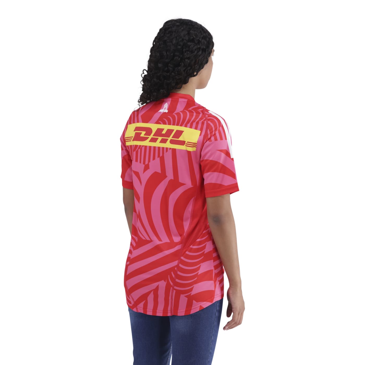 T-shirt d'entrainement Adidas Stormers URC pour adulte Rose KK9145 Vue porté de dos lateral