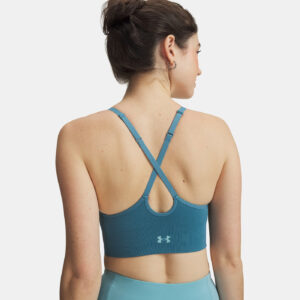 Brassière de sport Bleu infini à maintien léger UA Vanish Seamless pour femme 1384417-467 Vue porté de dos
