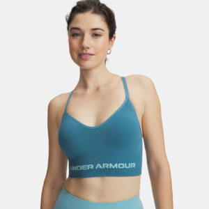 Brassière de sport Bleu infini à maintien léger UA Vanish Seamless pour femme 1384417-467 Vue porté de face