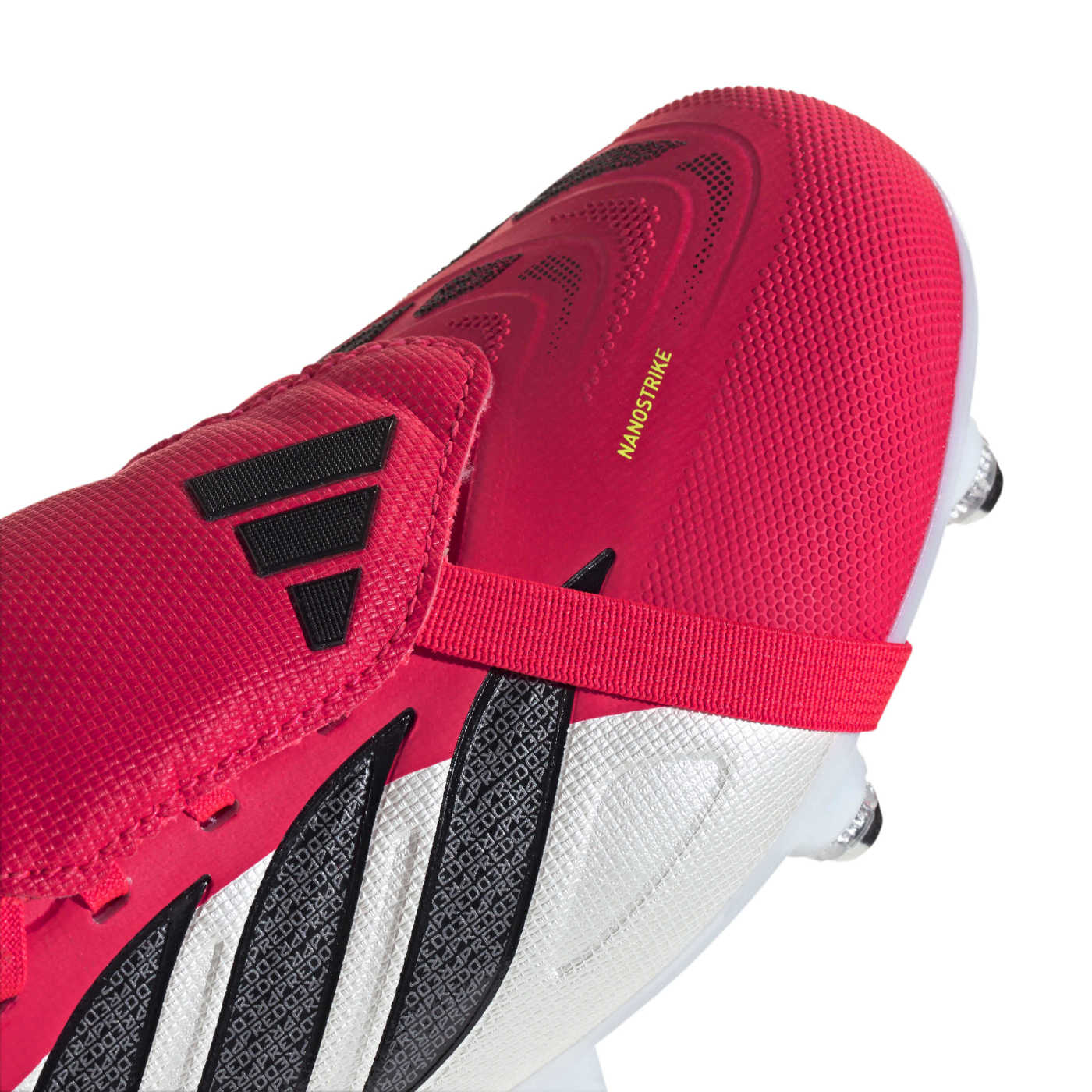 Crampons Junior Adidas Predator League FT SG Rouge vif et blanc JR7892 Detail Front Top Lateral
