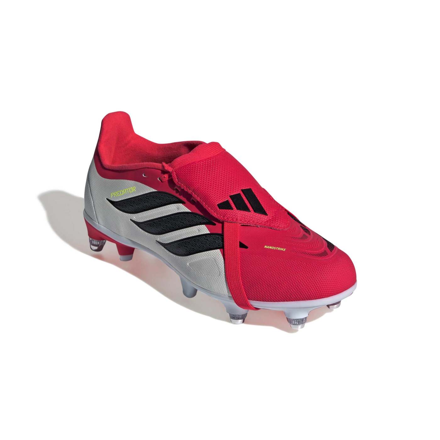 Crampons Junior Adidas Predator League FT SG Rouge vif et blanc JR7892 Front Top Lateral