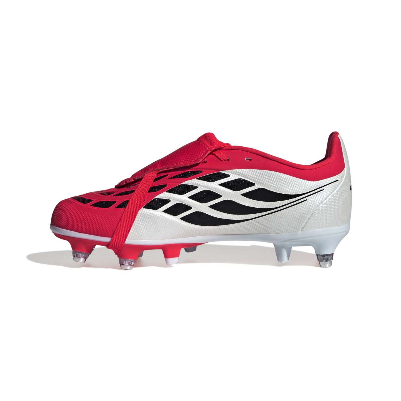 Crampons Junior Adidas Predator League FT SG Rouge vif et blanc JR7892 Medial