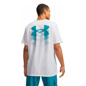 T-shirt UA Blur Logo pour homme Under Armour Blanc 6009245-100 Vue porté de dos