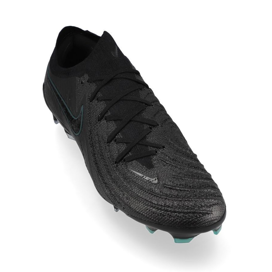 Crampons Nike Phantom GX II Elite FG Shadow Noir et vert nuit FJ2559-002 Front Lateral Top