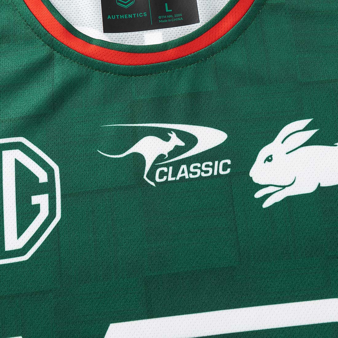 Débardeur d'entrainement Rabbitohs 2026 NRL Pro Singlet CSI-SS26MSI1 Detail Face Logo Classic