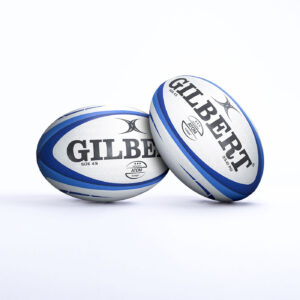 Ballon de rugby Match Atom Gilbert Blanc et bleu Taille 4.5 Face et dos