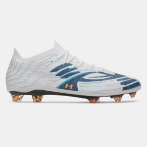 Crampons UA Shadow Elite 4 Mach FG Blanc et bleu 6006234-100 Lateral