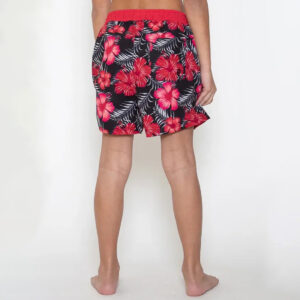 Short de bain pour Enfant Maflower Stade Toulousain Rouge et noir Vue porté de dos