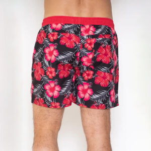 Short de bain pour homme Maflower Stade Toulousain Rouge et noir Vue porté de dos