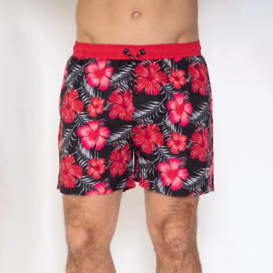 Short de bain pour homme Maflower Stade Toulousain Rouge et noir Vue porté de face
