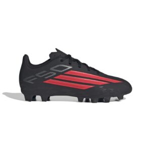 Crampons Adidas F50 Club FG:MG Junior Noir et rouge vif JS1480 Lateral