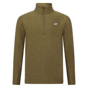 Sweat 1/4 Zip New Balance Kaki pour homme Réf. MT41915 Face