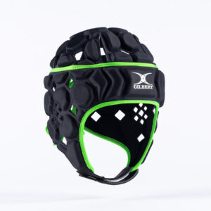 Casque de rugby Gilbert Octane Noir et vert GIL26P004 Face Lateral