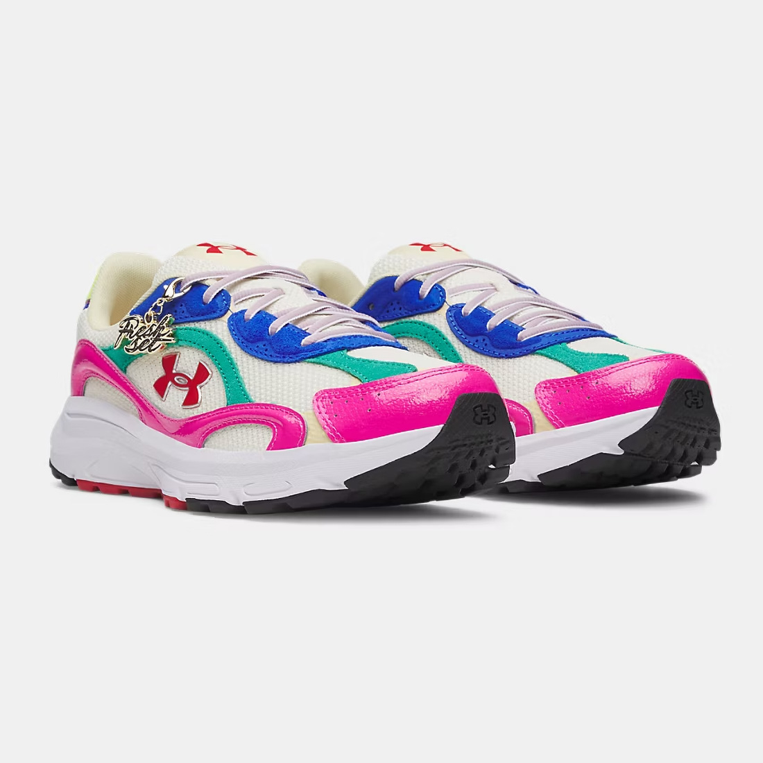 Chaussures de sport UA Tech Runner Fresh Set Blanc et multicolore 6015039-513 Pair Lateral Front Top