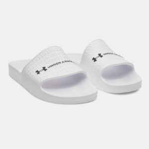 Claquettes UA ARMR Shower Under Armour Blanc 6007528-100 Pair Lateral Front Top