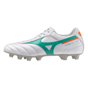 Crampons Mizuno Morelia II Club Blanc, turquoise et orange P1GA260835 Lateral