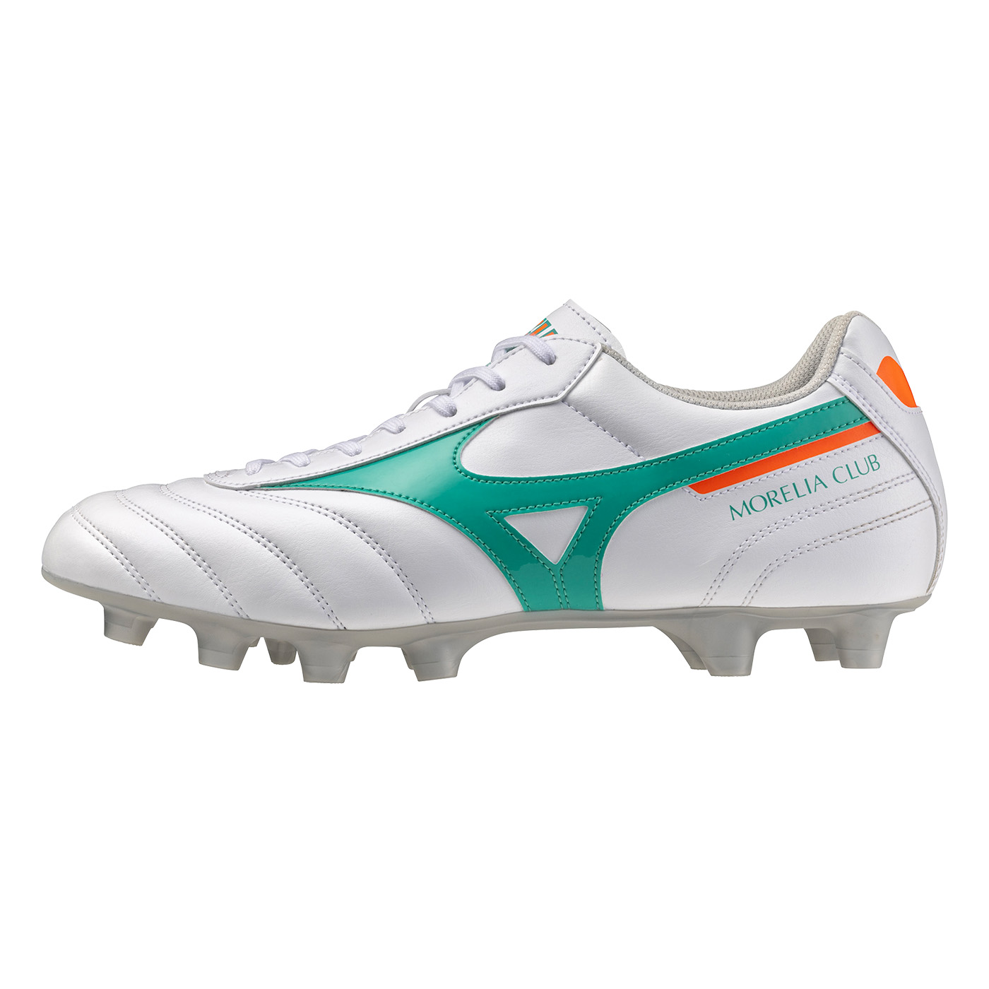 Crampons Mizuno Morelia II Club Blanc, turquoise et orange P1GA260835 Lateral