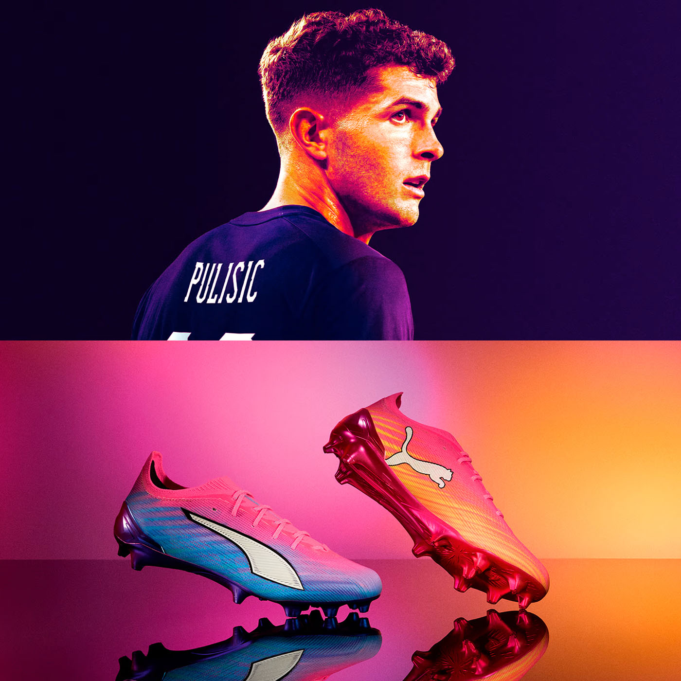 Crampons de football Puma Ultra 6 Ultimate FG Rose, orange et bleu 108699-05 Detail 1