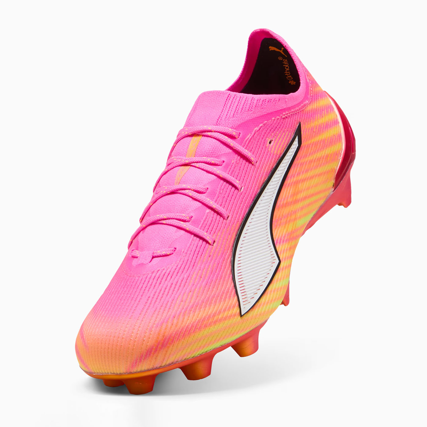 Crampons de football Puma Ultra 6 Ultimate FG Rose, orange et bleu 108699-05 Front Lateral Top