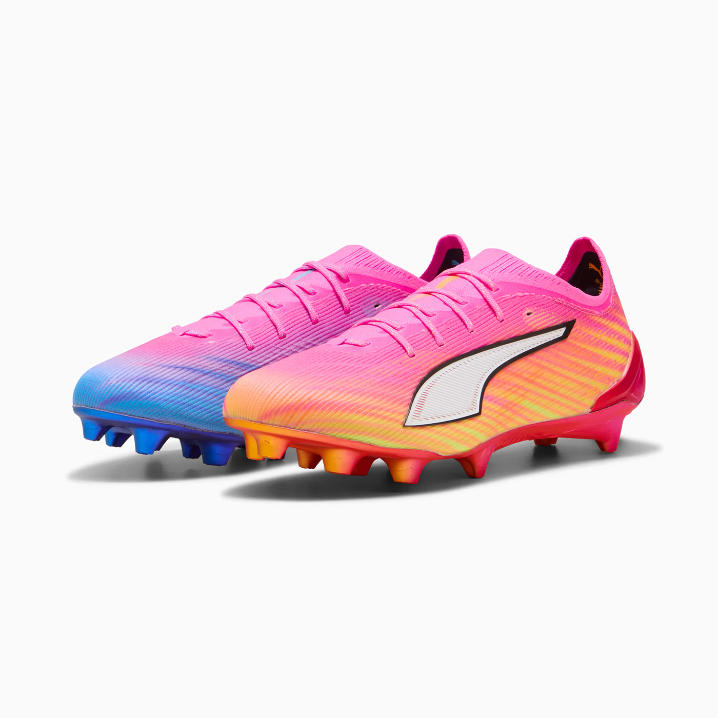 Crampons de football Puma Ultra 6 Ultimate FG Rose, orange et bleu 108699-05 Pair Lateral Front Top