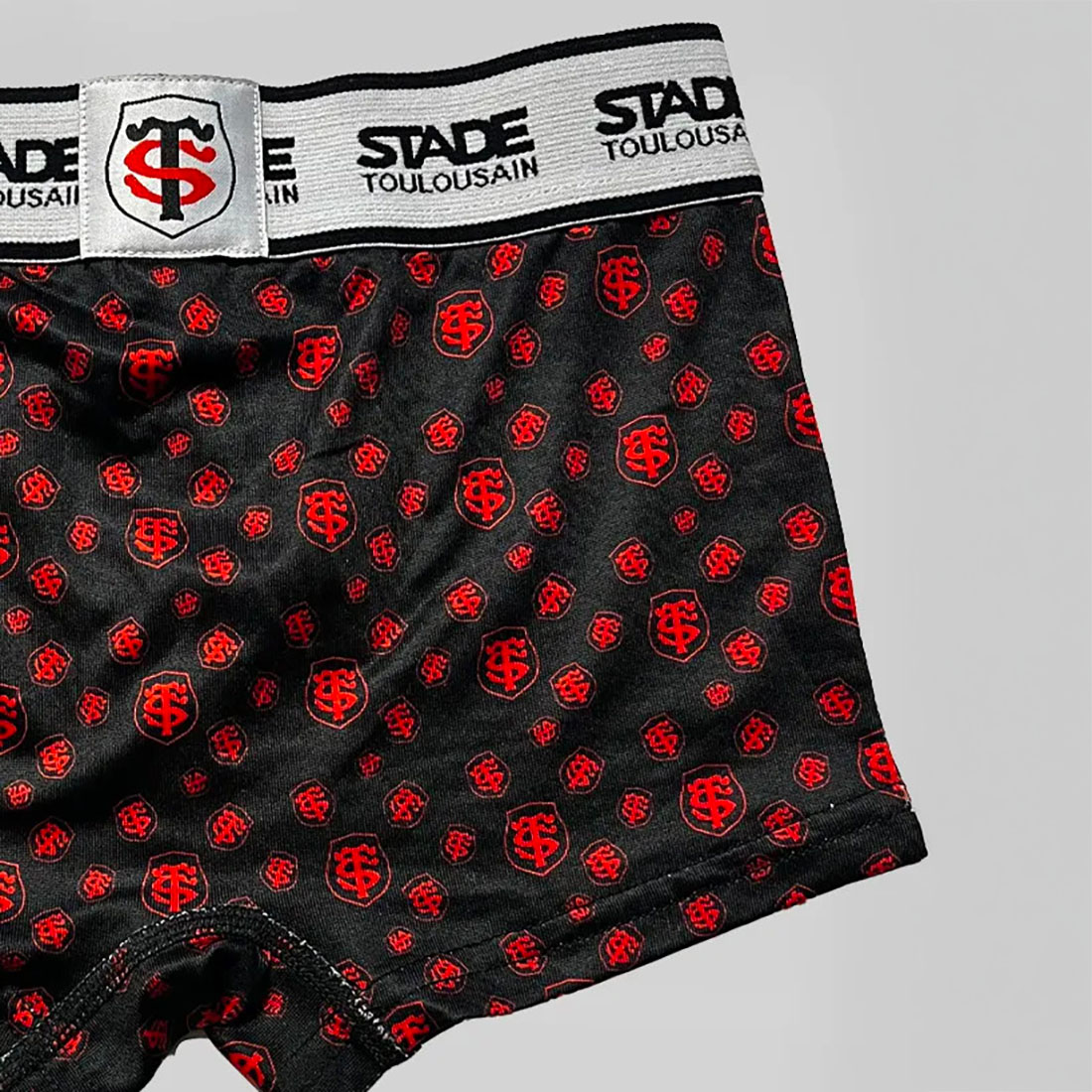 Lot de 2 Boxers pour Enfant Stade Toulousain Rugby Rouge et noir Detail Black