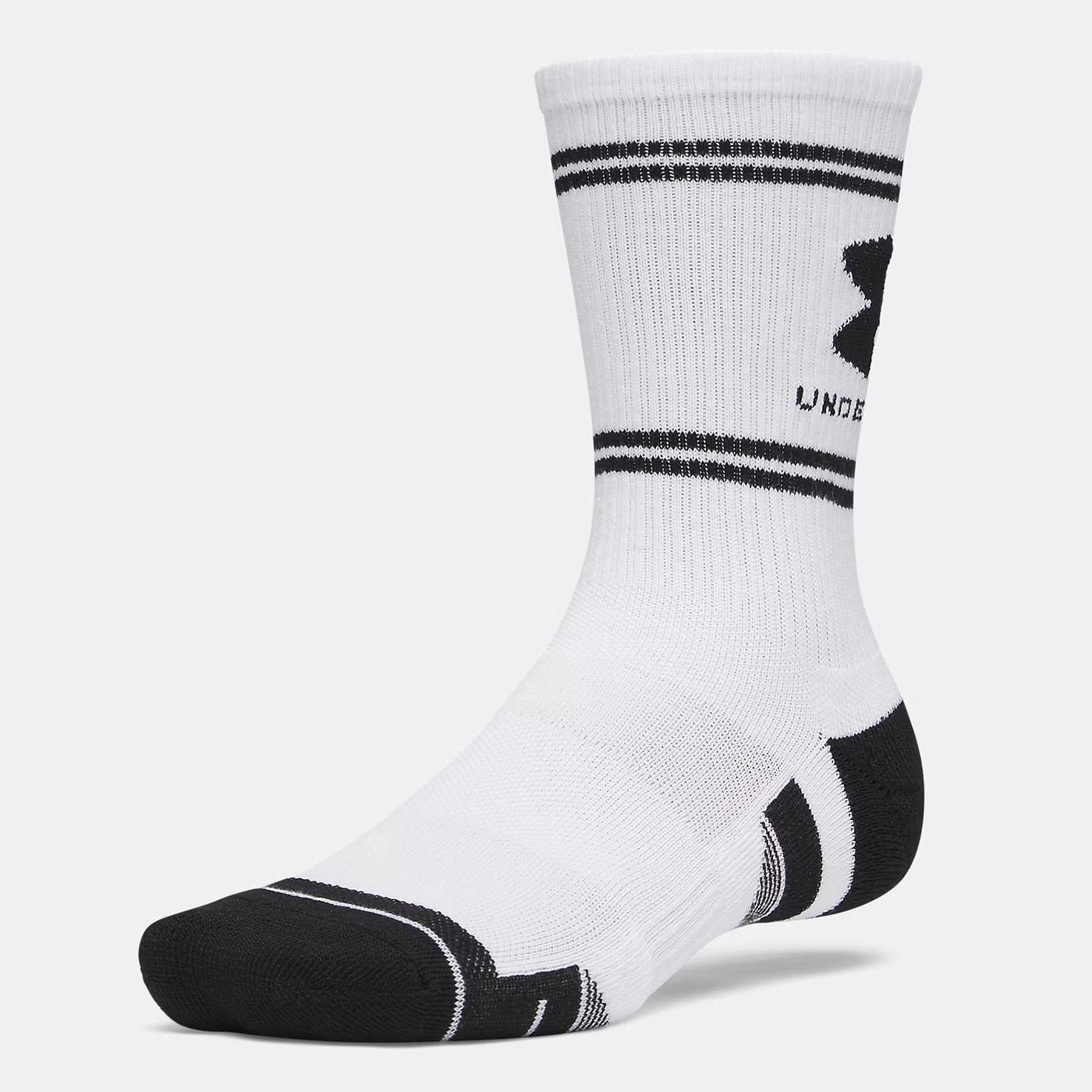 Pack de 3 paires de Chaussettes UA Performance Tech Unisexe Blanc et noir 6015141-100 Face Lateral