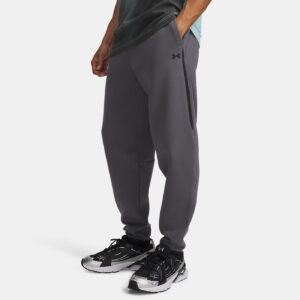 Pantalon de jogging UA Unstoppable Fleece pour Homme Gris 6013427-025 Vue porté de face