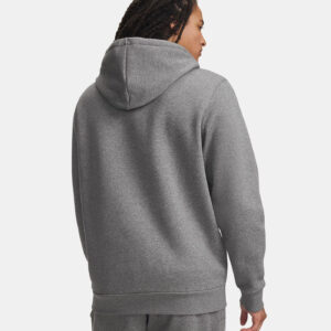Sweat à capuche UA Icon Fleece Gris chiné Hoodie pour Homme 1373880-012 Vue porté de dos