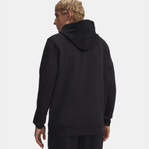 Sweat à capuche UA Icon Fleece Noir Hoodie pour Homme 1373880-001 Vue porté de dos
