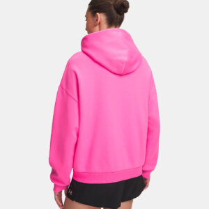 Sweat à capuche pour femme UA Icon Fleece Hoodie Rose flash 6013544-637 Vue porté de dos