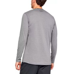 T-shirt Baselayer manches longues UA ColdGear Fitted Crew Gris pour Homme 1332491-019 Vue porté de dos