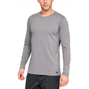 T-shirt Baselayer manches longues UA ColdGear Fitted Crew Gris pour Homme 1332491-019 Vue porté de face