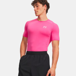 T-shirt Lycra Under Armour HeatGear® Rose flash pour homme 1361518-637 Vue porté de face