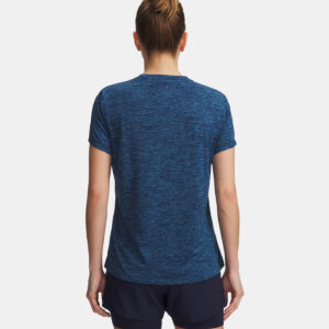 T-shirt UA Tech™ Twist pour femme Under Armour Bleu et bleu marine 1384227-430 Vue porté de dos