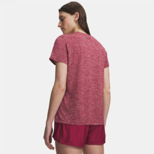 T-shirt UA Tech™ Twist pour femme Under Armour Rouge bordeaux 1384227-622 Vue porté de dos