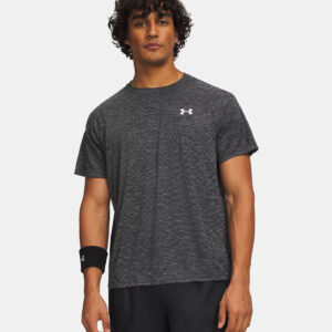 T-shirt UA Tech™ texturé pour homme Under Armour Noir 1382796-001 Vue porté de face