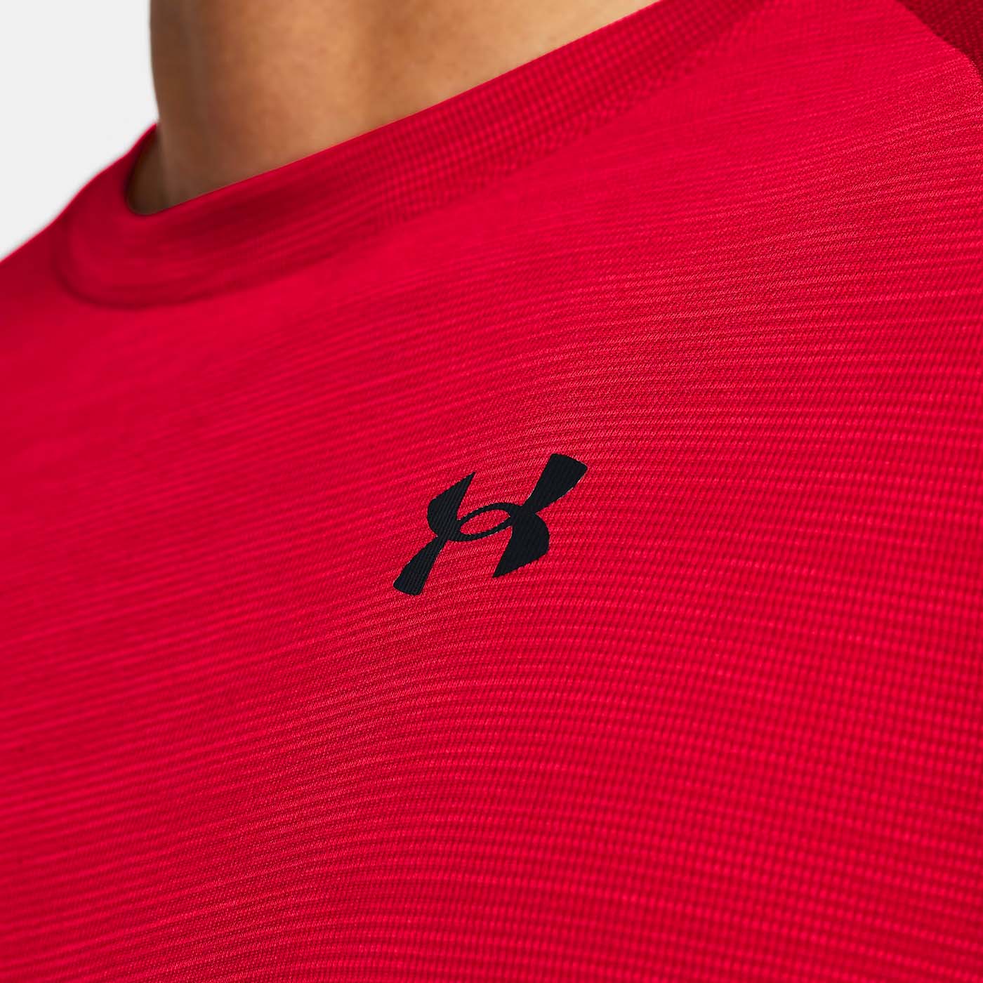 T-shirt UA Tech™ texturé pour homme Under Armour Rouge 1382796-600 Detail Face Logo