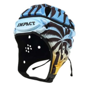 Casque de rugby Impact Rugby Fidji Bleu et jaune Face lateral