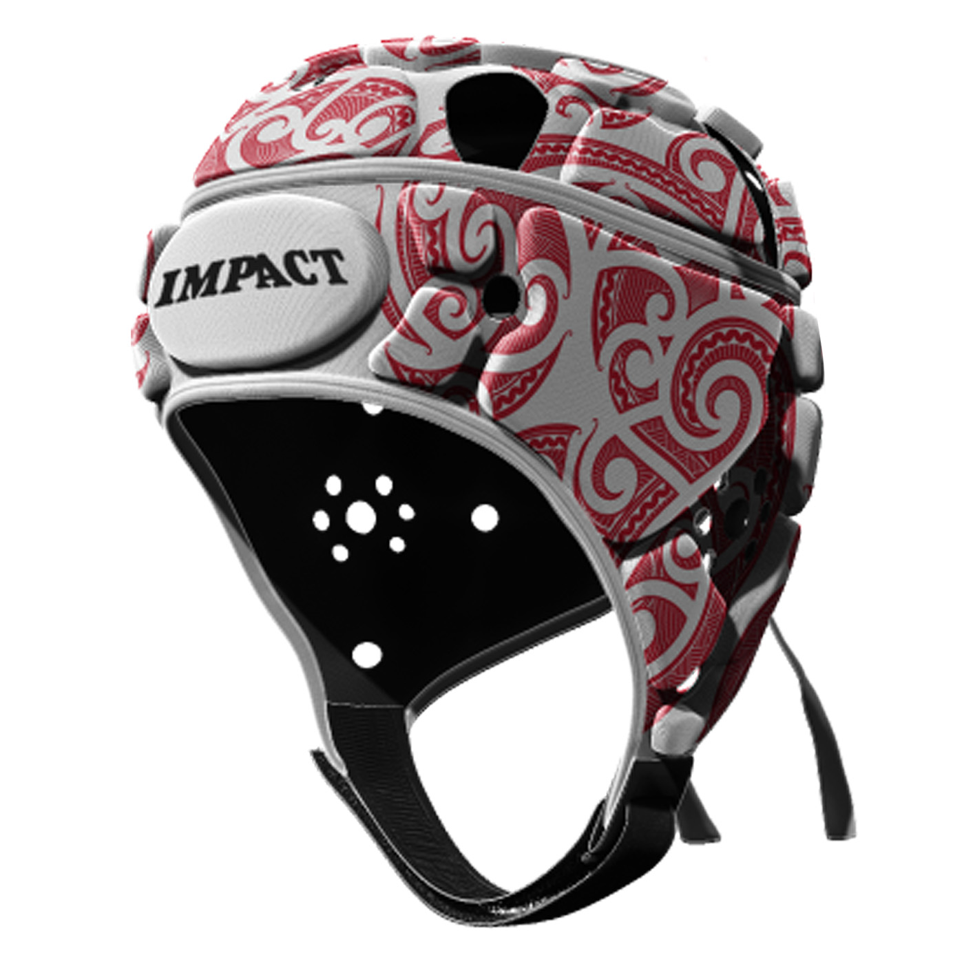 Casque de rugby Impact V2 Tribal Blanc et rose Face Lateral