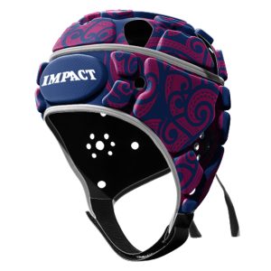 Casque de rugby Impact V2 Tribal Bleu marine et rose Face Lateral