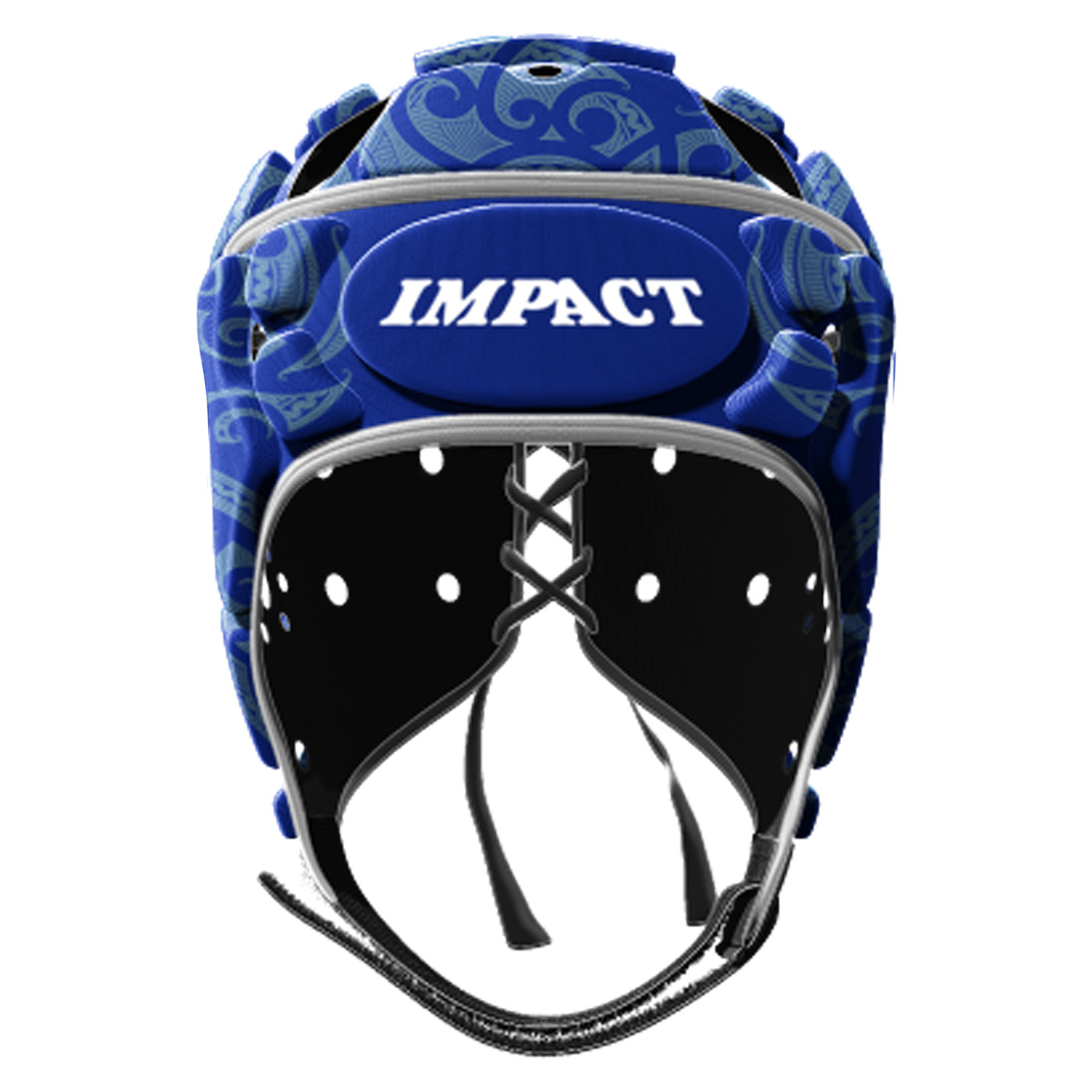Casque de rugby Impact V2 Tribal Bleu roi et bleu ciel Face