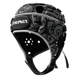 Casque de rugby Impact V2 Tribal Noir et gris Face lateral