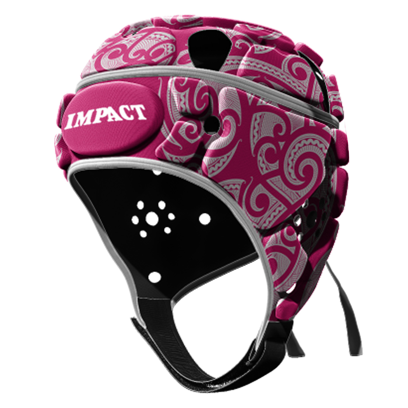 Casque de rugby Impact V2 Tribal Rose et blanc Face Lateral